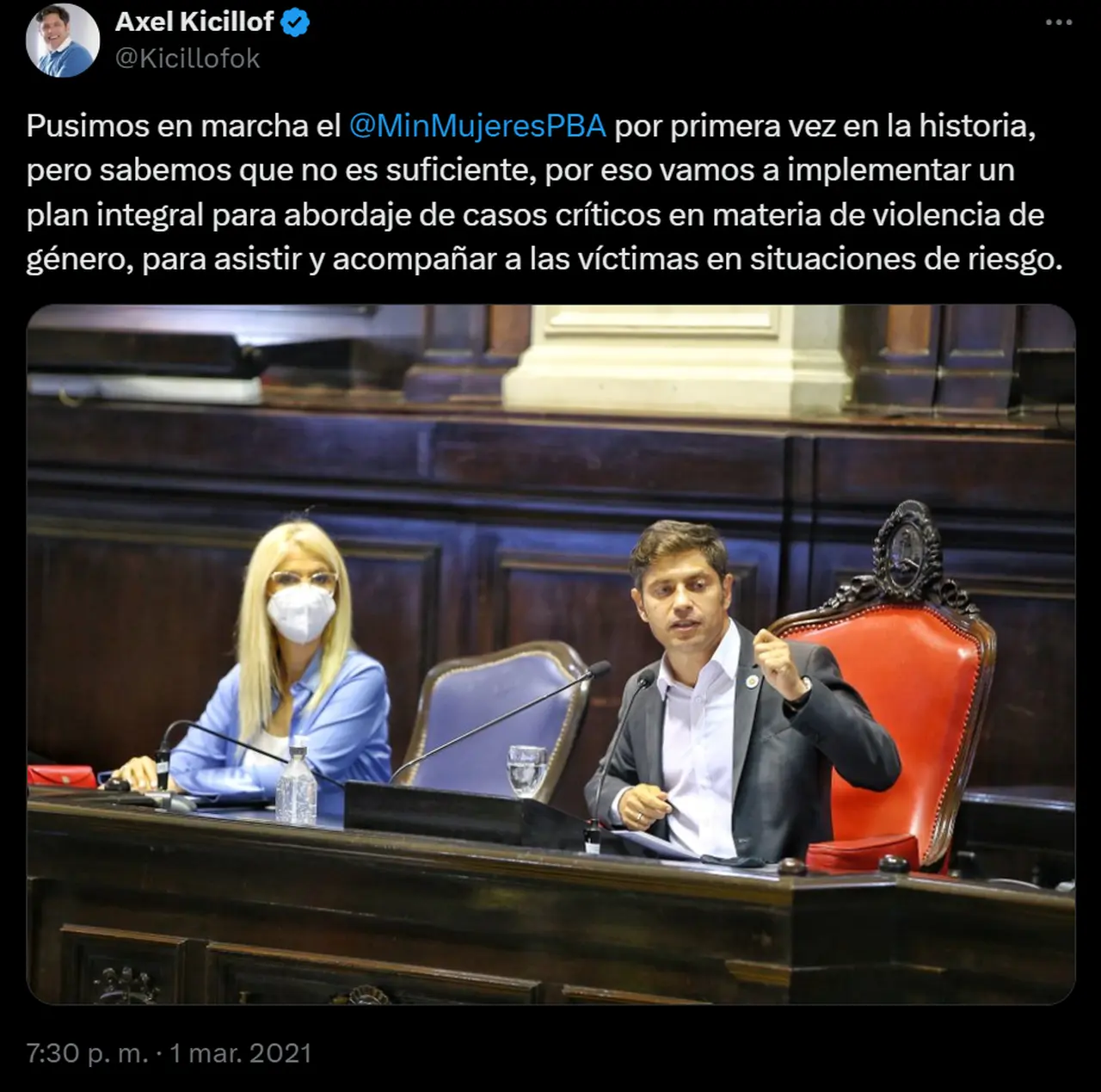En 2021, Axel Kicillof ponía en marcha el Ministerio de Mujeres de la Provincia.