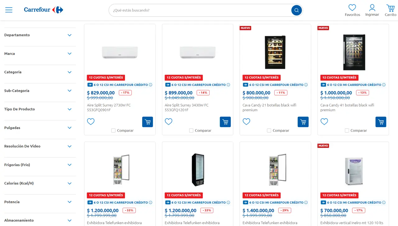 Algunas de las ofertas en electrodomésticos que propone Carrefour.