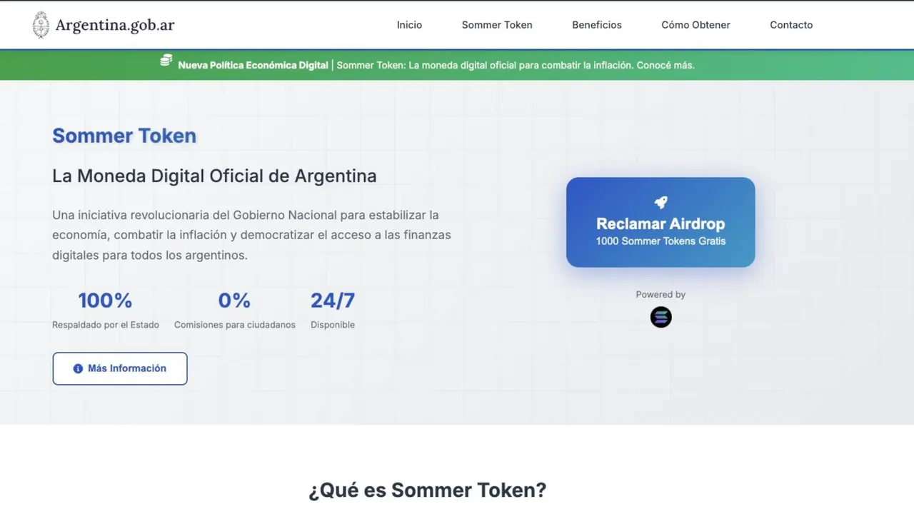 ¿Nuevo caso $Libra?: alerta por un sitio web del Gobierno que promociona una cripto "meme"