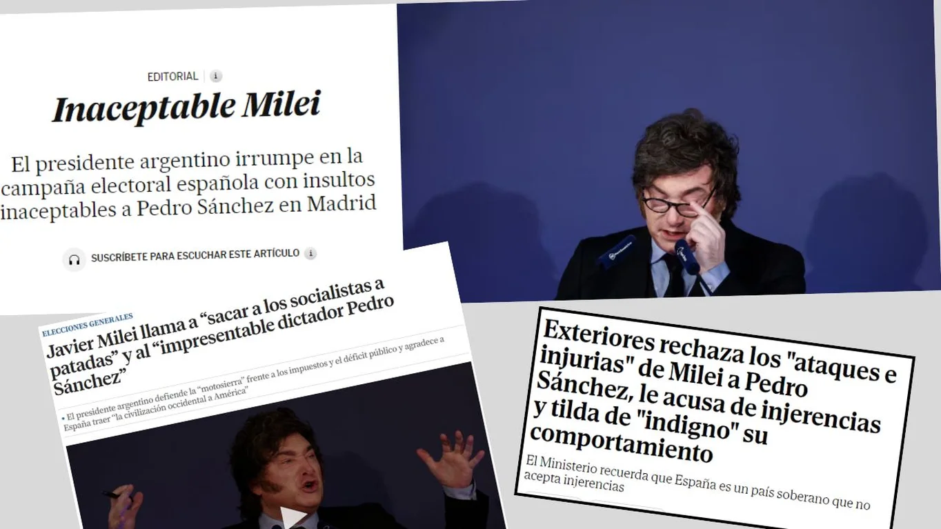 'Inaceptable': los medios españoles criticaron a Milei tras el insulto a una periodista