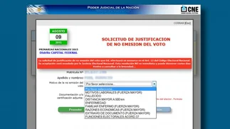 Ya está online el sistema para justificar la no emisión del voto