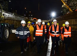 Mauricio Macri y Horacio Rodrí­guez Larreta recorrieron las obras del Paseo del Bajo