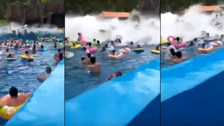 Tsunami: una piscina falló, generó olas gigantes y lesionó a más de 44 personas