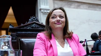 El momento en que Cecilia Moreau corrió para ocupar el lugar de Menem y abrir la sesión