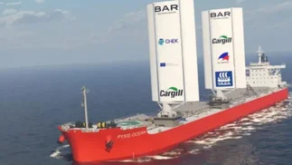 Así fue el paso por la Argentina del primer buque granelero a energía eólica