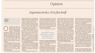 Milei presentó en el Financial Times su plan para impulsar la IA con mínima regulación
