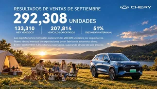 Chery aumenta ventas en septiembre y bate récord de exportaciones en 2026