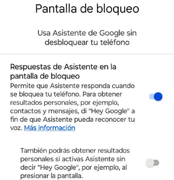 Podés habilitar las respuestas del Asistente en la pantalla de bloqueo; debajo de él, podés obtener resultados con solo tocar la pantalla.