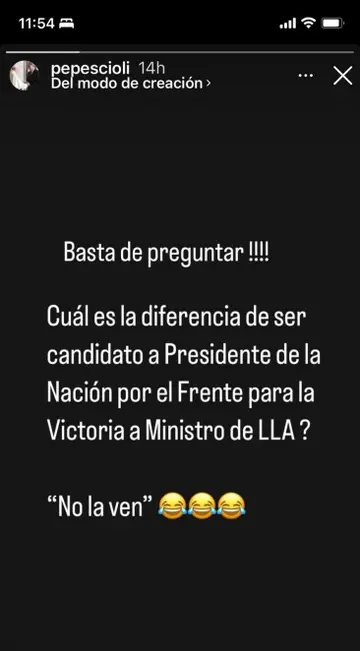 Historia de Instagram del hermano de Scioli