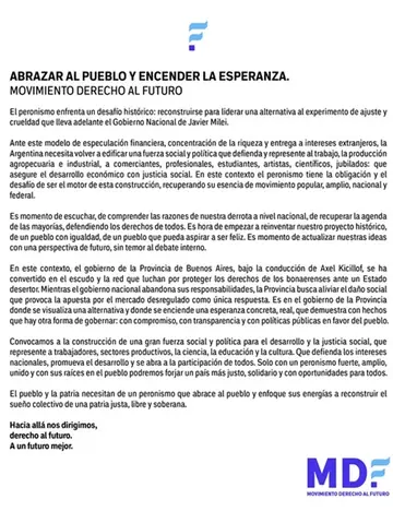 El peronismo bonaerense llama a construir una alternativa política frente al gobierno de Milei