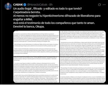 'Carpeteadora berreta': el enfrentamiento entre Pagano y Cabak que dominó X