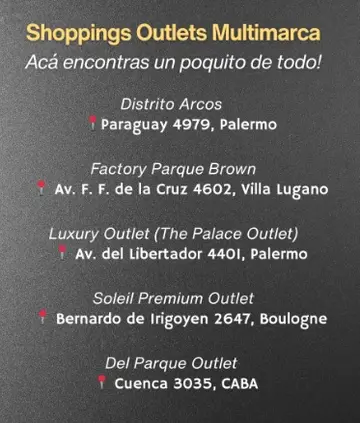Shoppings con los outlets con muchas marcas donde vas a encontrar muchas ofertas