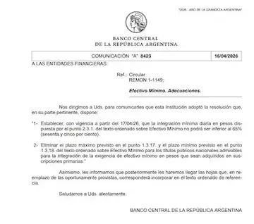 La comunicación del BCRA