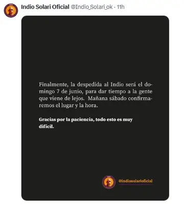 La familia del Indio Solari confirmó cuándo será el velatorio
