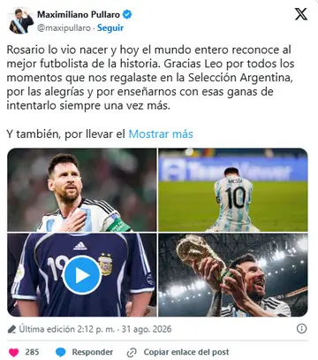 Pullaro aseguró que Messi podría volver a Newell’s y destacó el vínculo del futbolista con Rosario