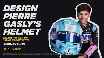 Los Fans de la F1 pueden diseñar el casco de Pierre Gasly para el Gran Premio de Australia a través de Binance