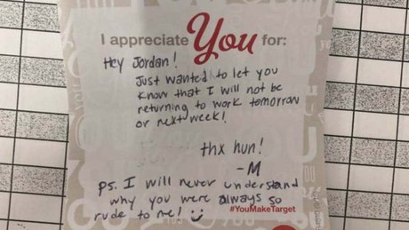 The note an employee left her boss after she quit