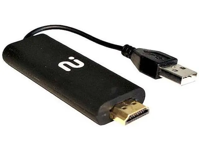 Un dongle de HDMI y cable USB.
