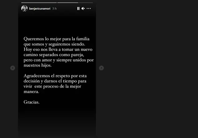 El mensaje de Benjamín Vicuña en Instagram que confirma la separación