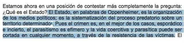 La explicación de Rothbard, idéntica al párrafo que utilizó Milei