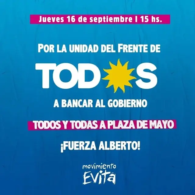Marcha en apoyo a Alberto, la propuesta del Movimiento Evita.