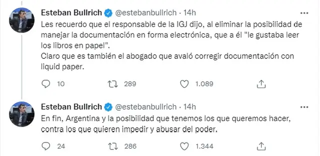 Esteban Bullrich en Twitter