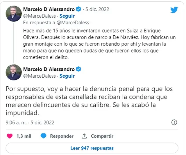 Los tuits de Marcelo D'Alessandro por el presunto hackeo