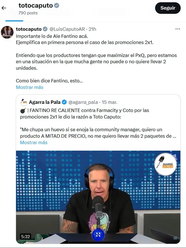 El tuit de Luis Caputo