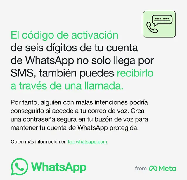 Debés proteger tu buzón de voz.