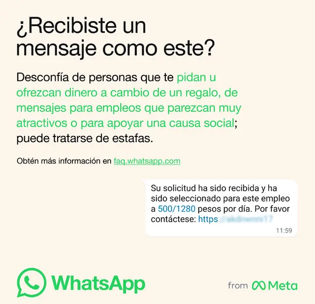 Debés tener precaución con los mensajes no solicitados.