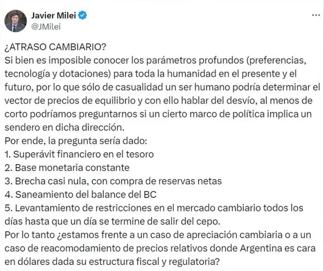 Milei explicó el reacomodamiento de precios relativos