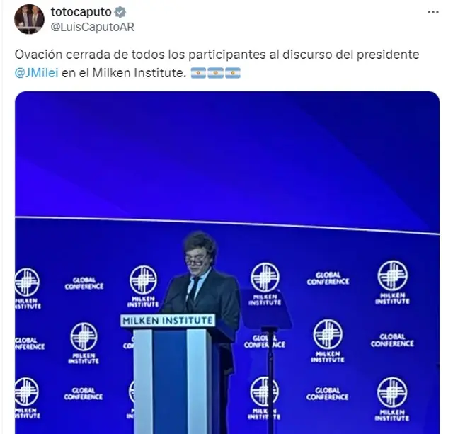 El tuit de Luis Caputo luego de las declaraciones de Javier Milei