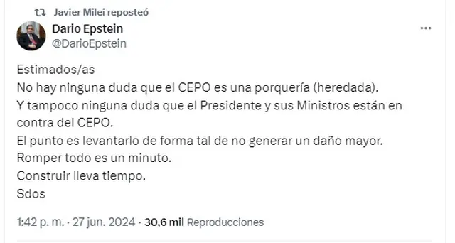 Javier Milei dio pistas sobre cuándo puede levantar el cepo al dólar