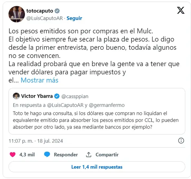La frase de Caputo que generó polémica.