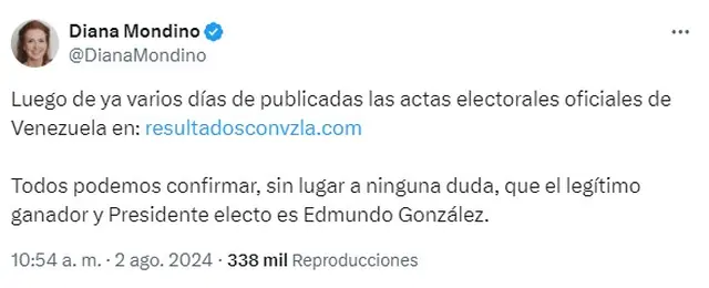 El mensaje de Diana Mondino sobre las elecciones en Venezuela