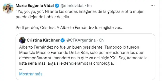 María Eugenia Vidal también criticó a la ex vicepresidena