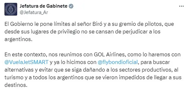 El mensaje del Gobierno a Pablo Biró por el conflicto en Aerolíneas Argentinas
