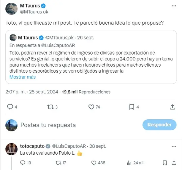 El mensaje de Luis Caputo sobre el cepo al dólar para los freelancers
