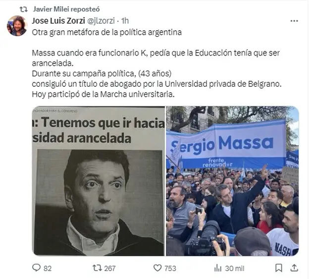 El Presidente también criticó a Sergio Massa