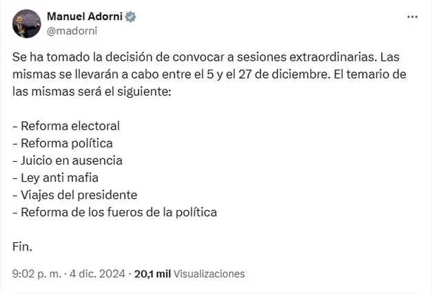 El mensaje de Manuel Adorni