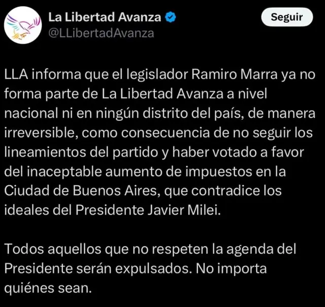 La Libertad Avanza echó a Ramiro Marra: los motivos