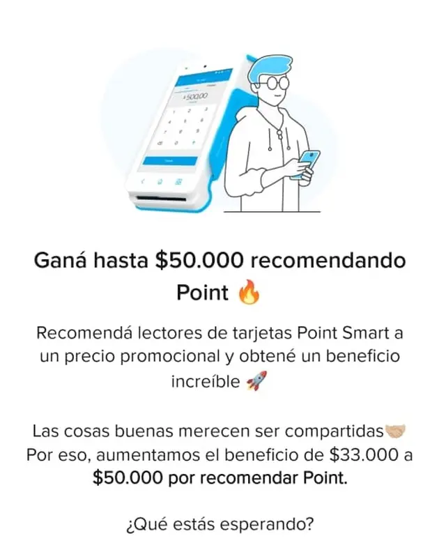 Mercado Paga regala $50.000 a quien recomienda el lector Point Smart