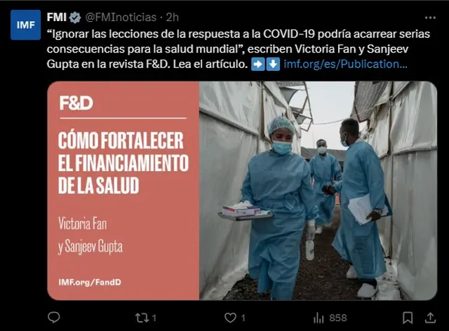 El FMI publicó el informe minutos después de que se conociera la salida de Argentina de la OMS