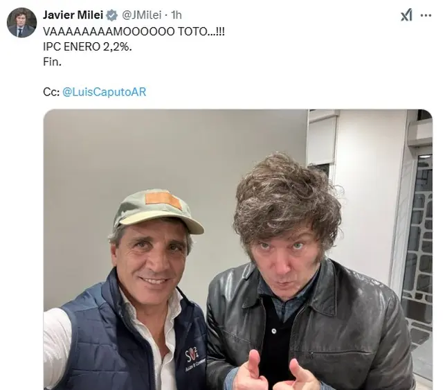 El mensaje de Javier Milei para celebrar el dato de inflación