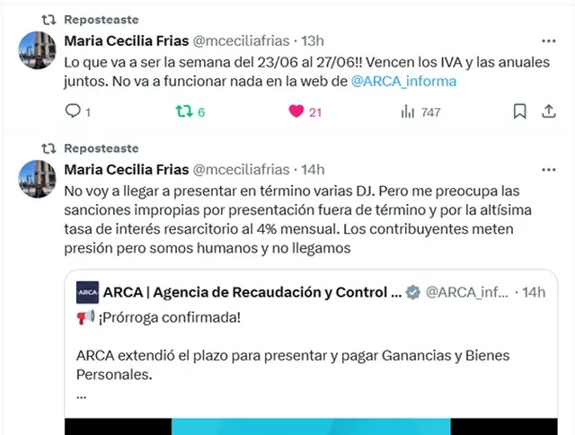 ARCA Ganancias y Bienes Personales: prórroga de sólo tres días hábiles