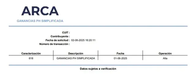Adhesión al régimen simplificado de Ganancias ARCA