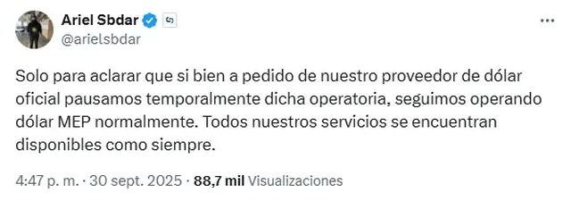 El CEO de Cocos Capital anunció que la billetera virtual dejará de vender dólar oficial.