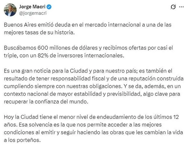 El mensaje de Jorge Macri