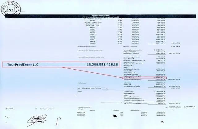 La deuda que la empresa de Faroni tenía con AFA hasta 2024