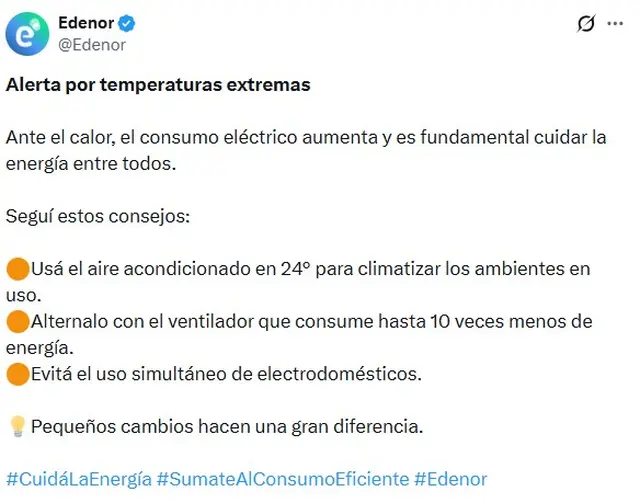 El mensaje de Edenor antes del corte de luz